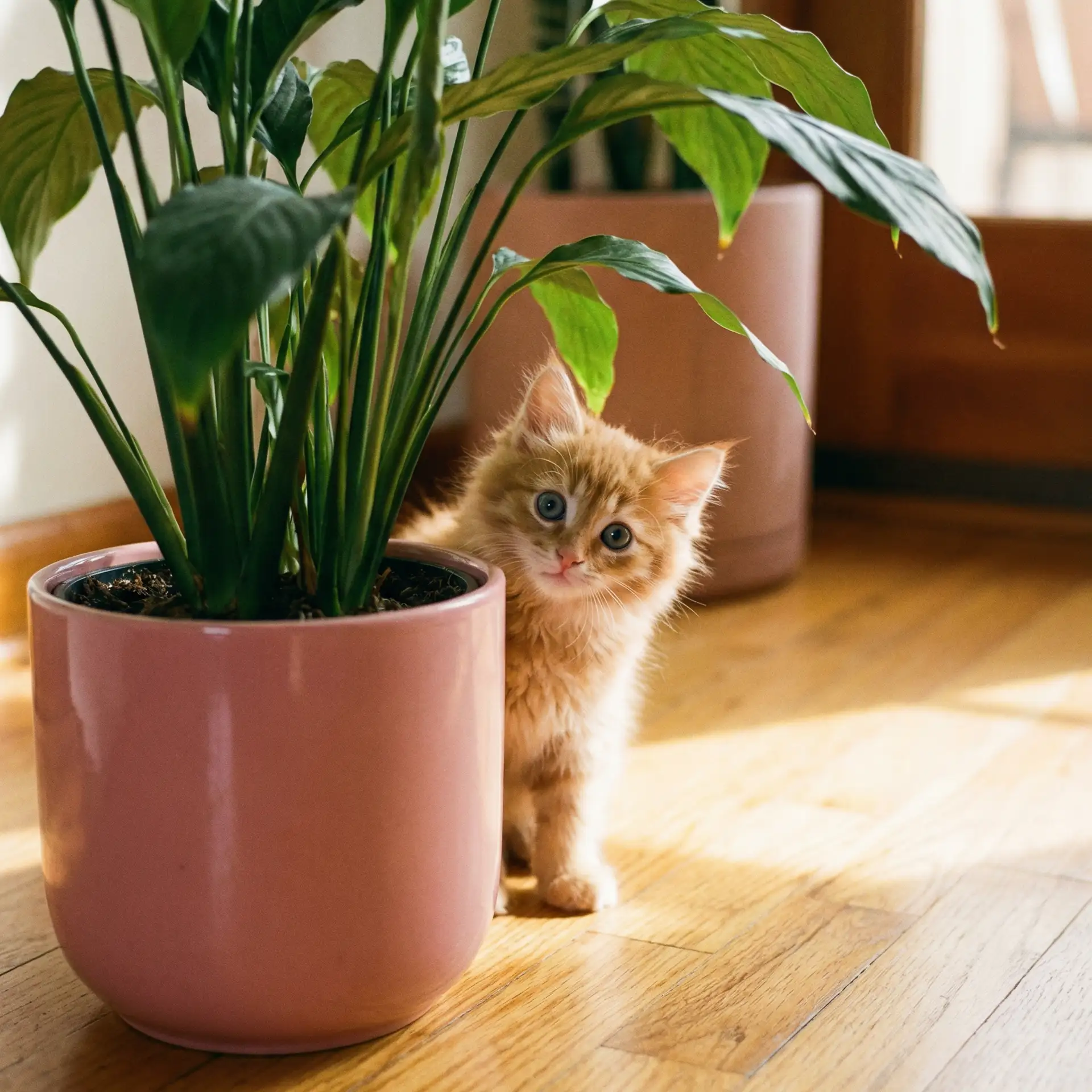 小猫从花盆后探头 - 小鱼出装